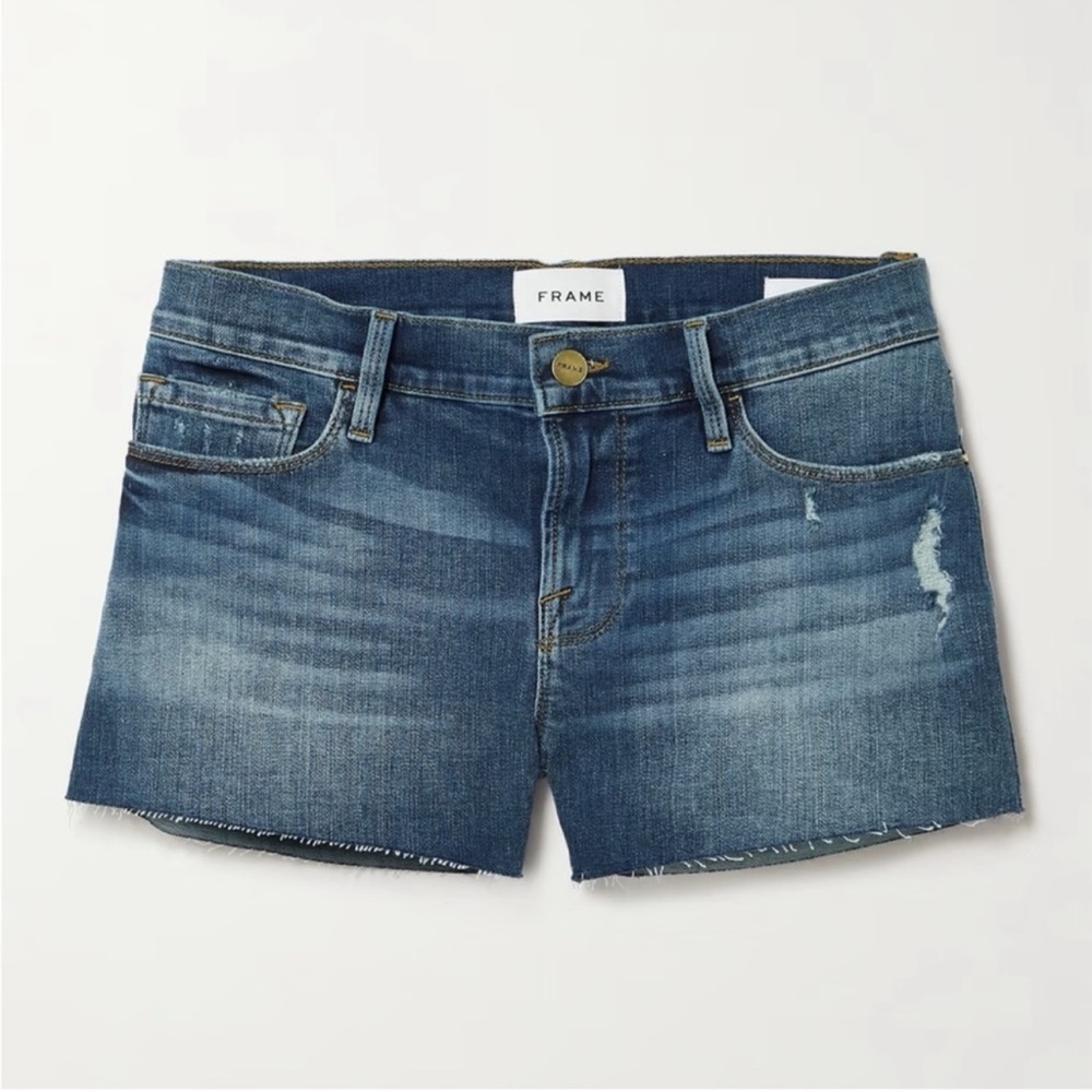 FRAME Le Cutoff frayed denim shorts